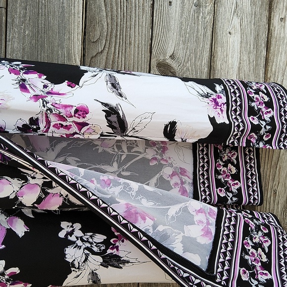 White House Black Market Black and Purple Floral Strapless Dress Size XL - Picture 5 of 12